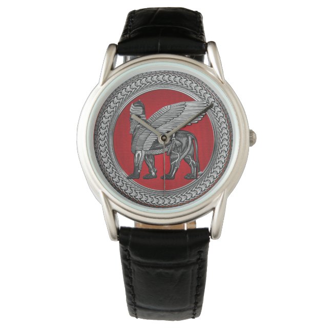Montre [500] Lion ailé assyrien : Argent et Lamassu noir (devant)
