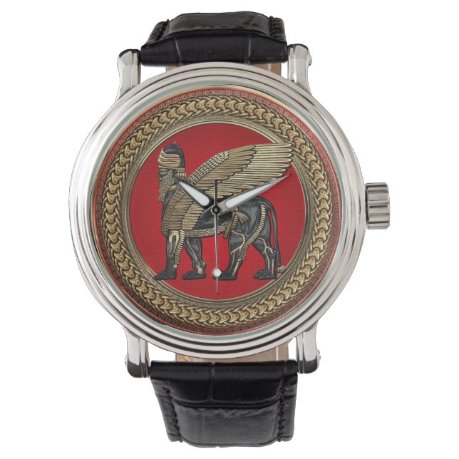 Montre [500] Lion ailé assyrien : Or et Lamassu noir (devant)