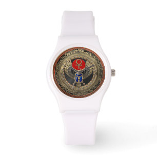 Montre [500] Scarab en or sacré égyptien ailé avec Ank
