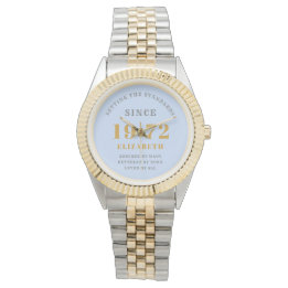 Montre 50e anniversaire 1972 Elégant bleu gris chic femme