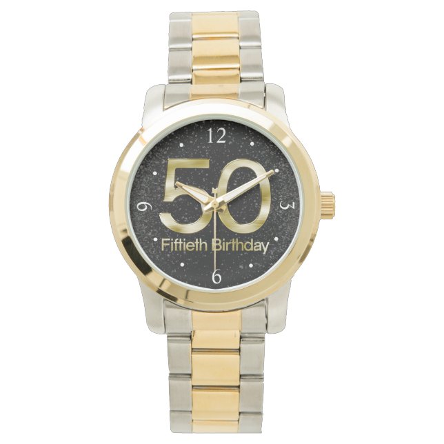 Montre 50e anniversaire, Elegant Black Gold Glam (devant)