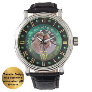 Montre 55e anniversaire du Mariage photo cadeau Emerald G
