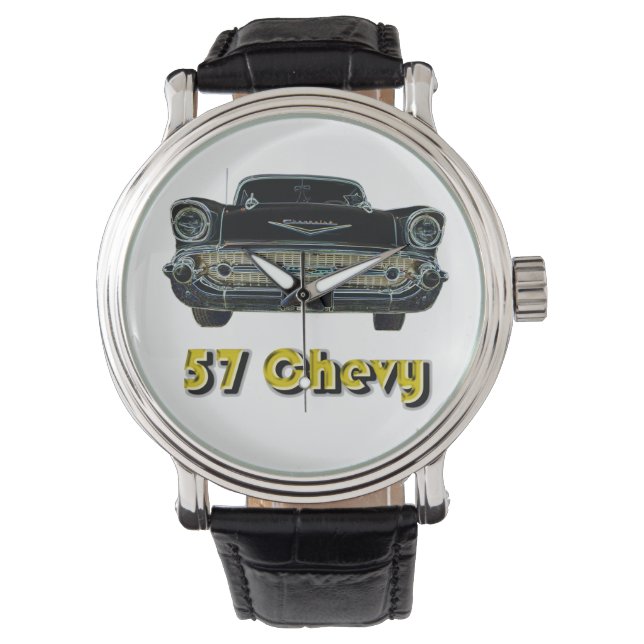 Montre 57 Chevy Vintage bracelet en cuir (devant)