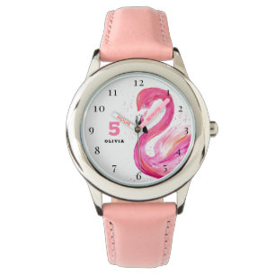 Montre 5e anniversaire 5 ans fille joli Flamant rose