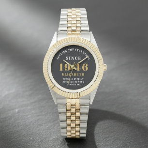 Montre 80e anniversaire 1946 Élégant Noir Blanc Chic