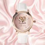 Montre 80e anniversaire rose nom or<br><div class="desc">Un cadeau pour un 80ème anniversaire. Couleur arrière - plan rose or dégradé. Ajouter un nom,  une date</div>