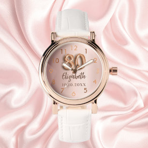 Montre 80e anniversaire rose nom or