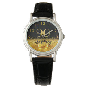 Montre 90e anniversaire arc en or noir