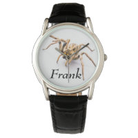 Montre à araignée en cuir noir pour hommes