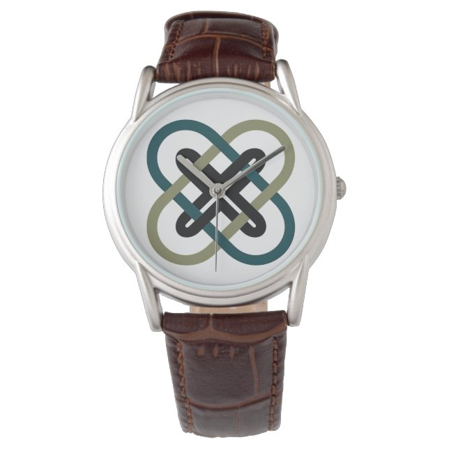 Montre à bracelet en cuir marron classique Interlo (devant)