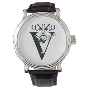 Montre à bracelet en cuir noir face Lettre