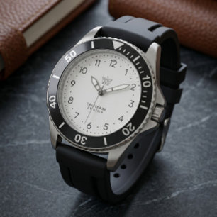 Montre à cadran noir sport avec bezel de plongée e