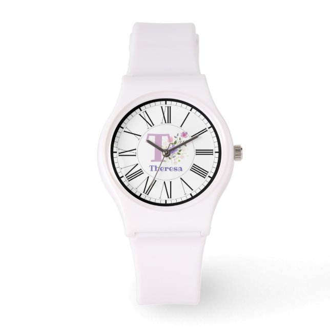 Montre à cadran romain avec initiale et nom (Recto)