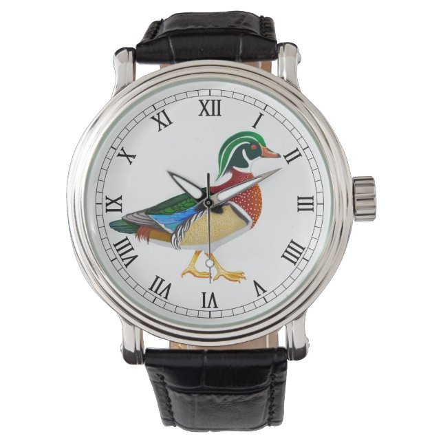 Montre à canard en bois coloré (devant)