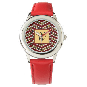 Montre à chevron imprimé léopard
