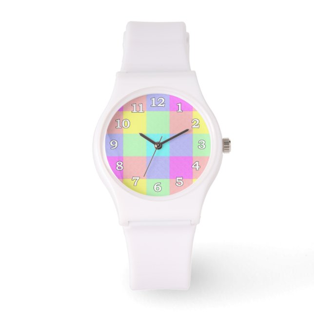 Montre À damiers Pastel Rainbow (Recto)