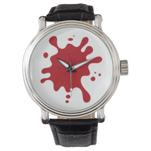 Montre à face blanche Splash rouge tomate – Person