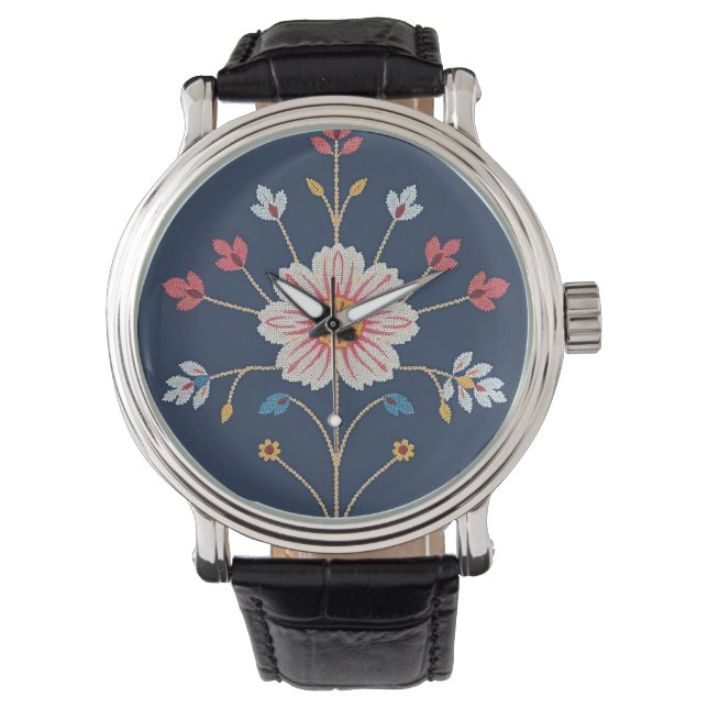Montre à fleurs minimaliste (devant)
