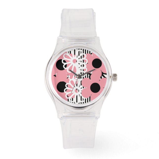 Montre à fleurs rose chaud (Recto)