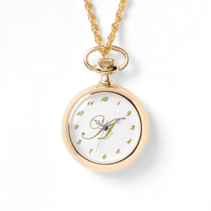 Montre à initiale monogramme or A avec chiffres en