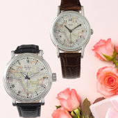 Montre à monogramme avec carte de La Mecque fémini