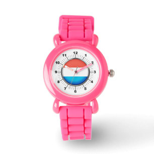 Montre à Parties scintillant rose du drapeau luxem