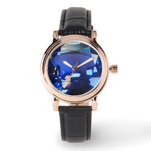 Montre à poignet bleu, Montre à pierres saphir