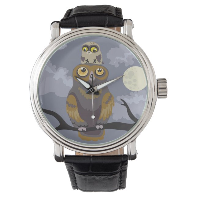 Montre à poignet de hibou et bébé (devant)