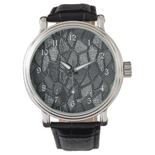 Montre à poignet en mosaïque gris foncé