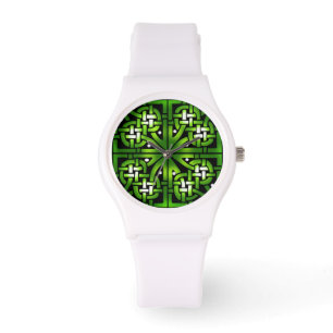 Montre à poignet Motif de noeud Celtique Vert