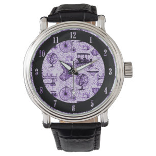 Montre à poignet Motif en vapeur violet
