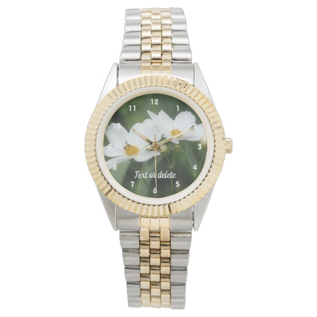 Montre Abeille Sur Fleur Cosmos Blanc Personnalisée (devant)