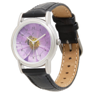 Montre Abeille sur fleur violette