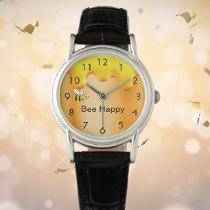 Montre Abeilles heureux bourdons or miel gouttes motivati