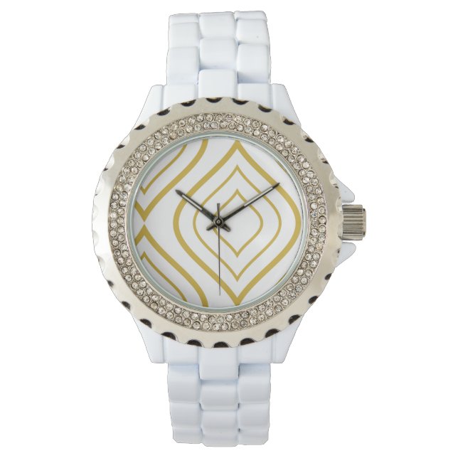 Montre Abstract geometrical, white and gold (devant)