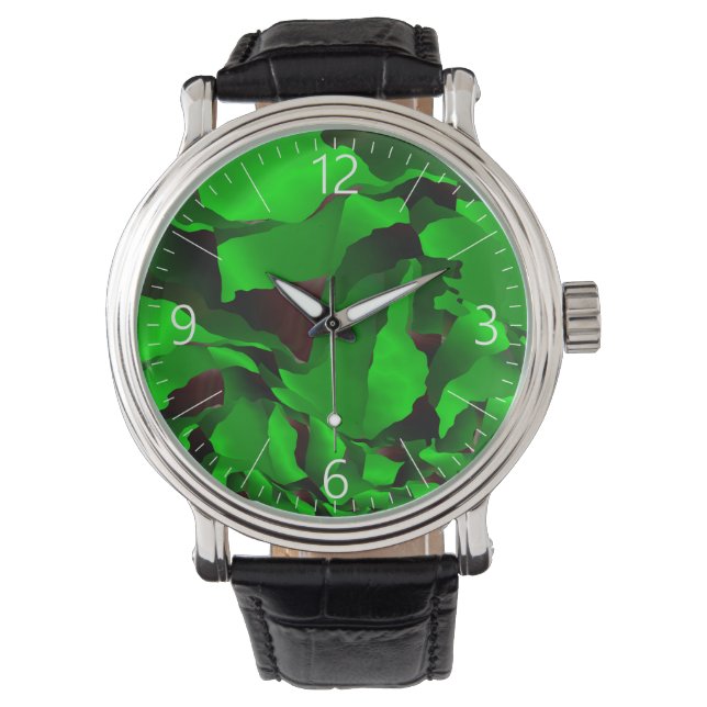 Montre Abstraction effilochée verte (devant)