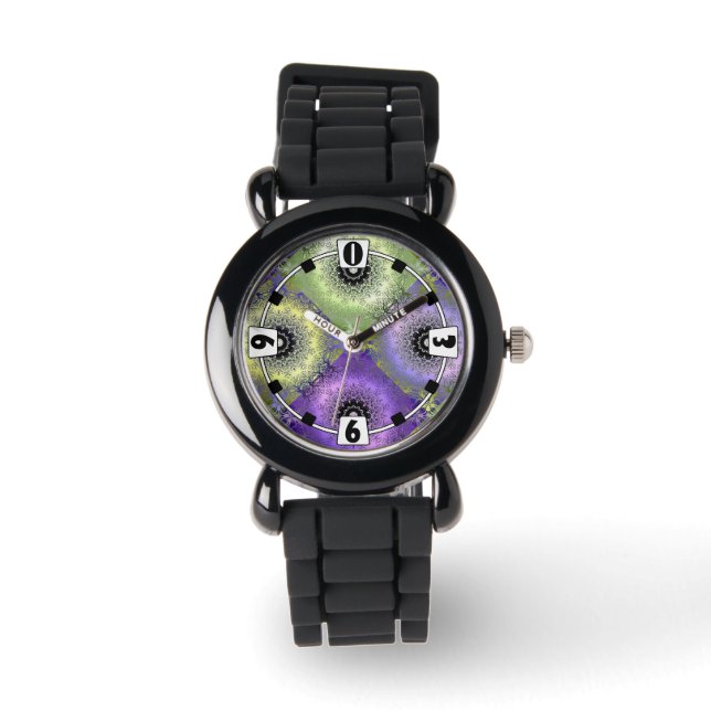Montre Abstrait dégradé vert pourpre violet cir (Recto)