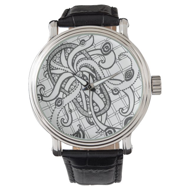 Montre Abstrait noir et blanc classique (devant)