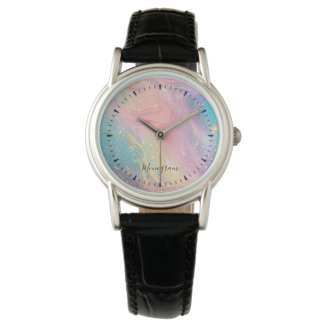 Montre Abstrait Pastel Parties scintillant Motif sans cou (devant)