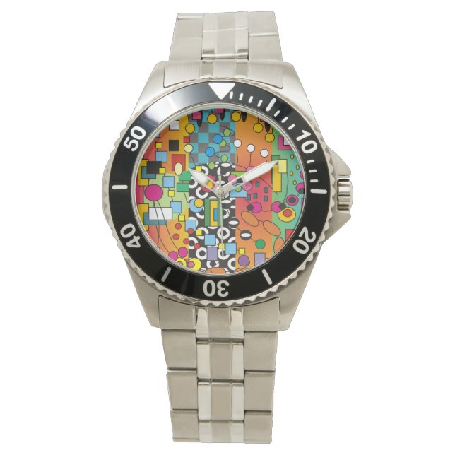 Montre Abstraite Artsy Multicolore (devant)