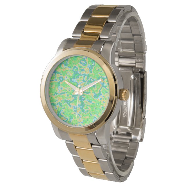Montre Acide coloré néon Voyage Super Marbre Abstrait Art (Incliné)