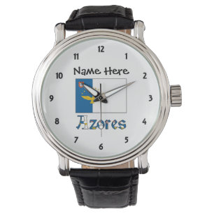 Montre Açores et drapeau açoréen avec votre nom