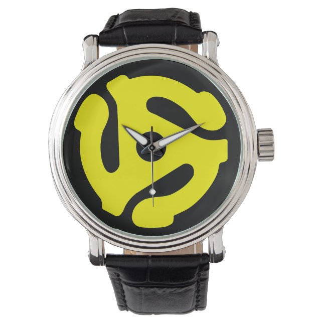 montre adaptateur 45 tr/min (jaune sur noir) (devant)