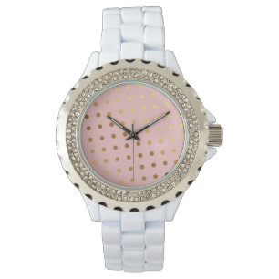 Montre Adorables Faux Gold Points Fleuri