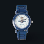 Montre Adventure Aviation Cute Bear Blue Plane<br><div class="desc">Présentez un sentiment d'aventure à la journée de votre enfant avec notre adorable Surveillance des enfants d'ours en aviation! Doté d'un mignon ours à bord d'un avion vintage bleu, cette charmante montre est parfaite pour les jeunes explorateurs. Le design coloré et ludique permet d'apprendre à raconter le temps amusant et...</div>