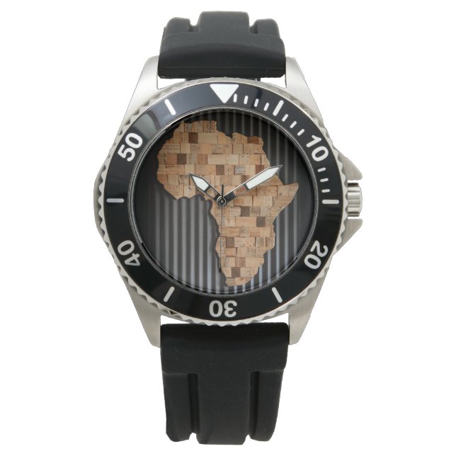 Montre Africa Watch (carte en bois) (devant)