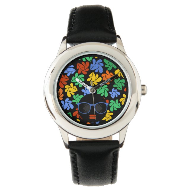 Montre Afro Diva Arc-en-ciel (devant)