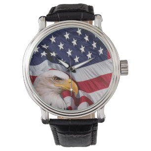 Montre Aigle à tête blanche avec drapeau américain