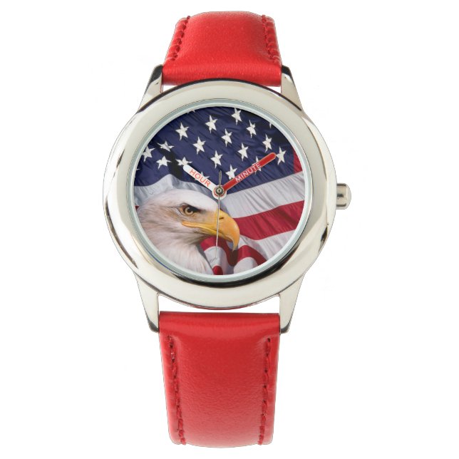 Montre Aigle à tête blanche avec drapeau américain (devant)