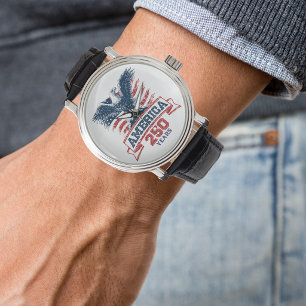 Montre Aigle américain patriotique 250e anniversaire amus